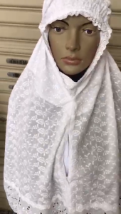 Jilbab Bergo Wanita Umroh Berkantong Katun Bordir Renda Kerancang Kualitas Super Premium/Perlengkapan Haji dan Umrah Wanita