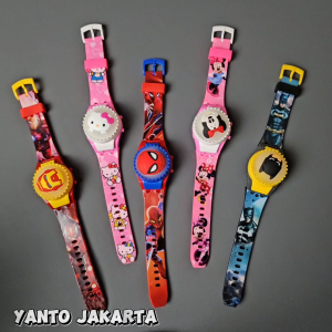 Jam tangan anak perempuan spinner lampu melody kuromi