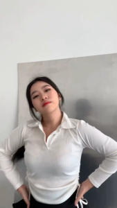 Blus Polo Knit Samping Serut XENA - Atasan Wanita Casual Elegan 2024