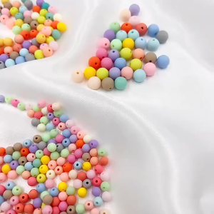 Mote Manik-Manik Warna Macaron Terasa Manik-Manik Karet Lacquer Manik-Manik Lubang Lurus DIY Gantungan Kunci Rantai Ponsel Aksesori berat 10 gr