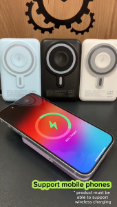 10000mAh Wireless Magnetic Powerbank Comes with Cables and Foldable Stand Suitable for all type of phones watch and earphones that support wireless charge