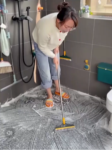 Bathroom Brush Long Handle Brush V Shape Hard Floor Brush With Scraper