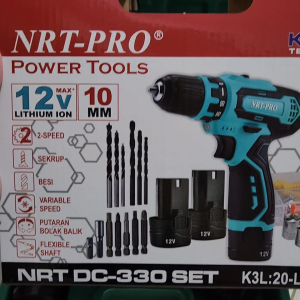 Mesin Bor Portable Baterai Cordless Drill 330 DC SET 10mm 12V NRT Pro Power Tools