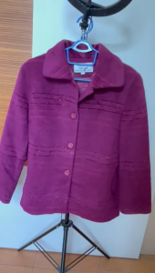 Elegant Womens Fashion Jackets Coat Thickened Warm Cardigan Purple with Glitter Liner and Buttons [Preloved but Like New]