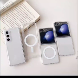 Case Magnetik Adsorpsi Clear Case Untuk Samsung Z Flip 3, 4, 5 & 6 Kompatibel dengan MagSafe