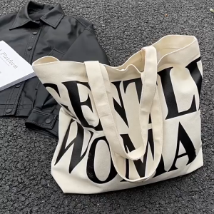 I-FASHION Gentle Woman Zipper large capacity tote bag fashionable outdoor shopping canvas bag