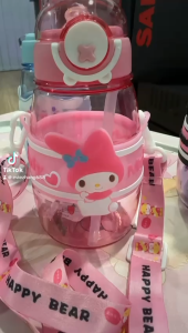 STV Botol minum anak Sanrio 600ML/ Botol minum anak sedotan kuromi melody cinamorol pocaccho