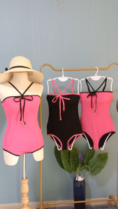 K Swimwear O2416 ชุดว่ายน้ำ วันพีช สายเดี่ยว ผูกโบว์ด้านหน้า