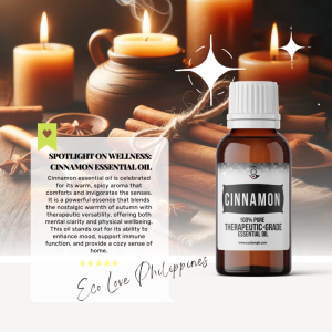 Eco Premium Cinnamon Essential Oil Therapeutic Grade Steam Distilled 100% Pure Vegan Aromatherapy