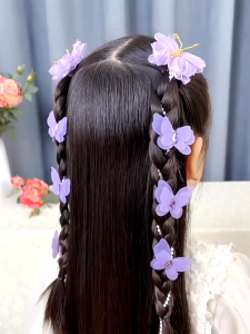 JEPIT RAMBUT ANAK RUMBAI PANJANG MANIK RANTAI CANDY COLOR GAUZE BRAIDED HAIR CLIP GIRL SWEET CUTE PEARL LONG TASSEL