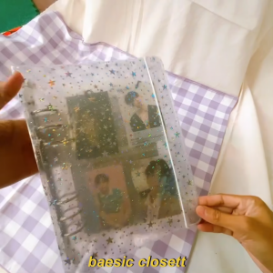BINDER GLITTER TRANSPARAN JELLY A5 6 ring untuk photocard polaroid notebook mpc kpop album
