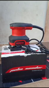 BONCHI Orbital Palm Sander 200W - Amplas Serbaguna untuk Kayu/Plastik dengan Kotak Listrik - Warna Hitam Merah