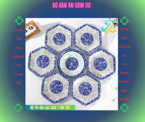 Bộ Đĩa Gốm Sứ Lục Giác Chia Món Ăn ChínhBát Tô Gốm Sứ