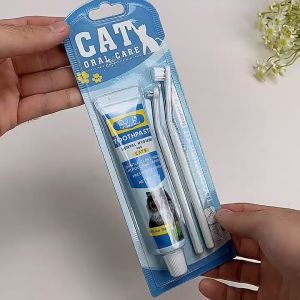 สัตว์เลี้ยงแมวยาสีฟันและแปรงสีฟันชุดยาสีฟันสัตว์เลี้ยงแมวนิ้วแปรงทำความสะอาด