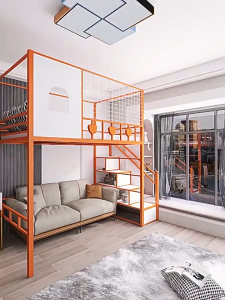 Children Study room Loft Bed with Storage Staircase multiple Customizable sizes