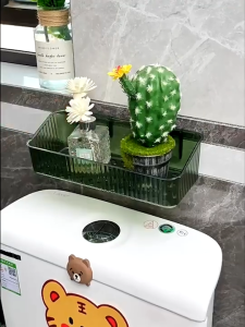 ชั้นวางของในห้องน้ำ ห้องครัว ที่เก็บของ อเนกประสงค์ ชั้นวางของติดผนัง ไม่ต้องเจาะรู กันน้ำ อะคริลิก แบบใส หรูหรา มี4 สี