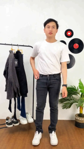 ZWECKOUT LABEL Celana Jeans Panjang Pria Warna Abu Stone Slimfit Skinny