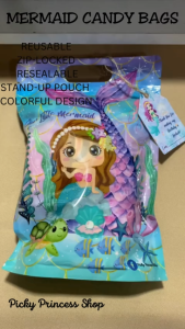 30pcs/10pcs Mermaid Theme Food Grade Reusable Storage Standup Food Packaging Zipper Chips Bags Candy Bags Loot Bags
