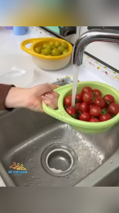 BUYBOXER SHOP 1pcs One-handed Portable Drain Basket Double-layer Household Multifunctional High-value Fruit And Vegetable Washing Basin Basket