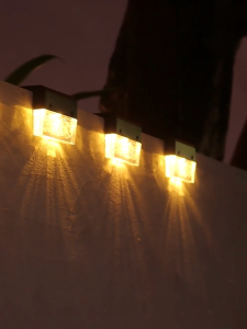4pcs Lampu LED Tenaga Surya Luar Ruangan Lampu Pagar Tenaga Lampu Taman Solar Step Lampu Lampu Solar Cell IP65 Tahan Air Deck Lampu Home Door Side Lampu taman Stairs Balcony Floor Fence Landscape Lampu with Mount Tools Outdoor Step Light