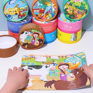100 Pcs Jigsaw Puzzle | Puzzel Kayu Kotak Tube 100pcs Hewan Dinosaurus Kendaraan Mainan Edukasi Anak