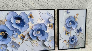 รูปติดผนัง ภาพวาดดอกไม้ ภาพแขวนผนังกรอบหนา รูปภาพดอกไม้