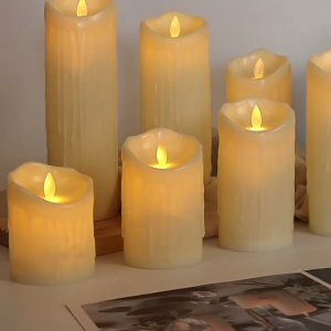 เทียนสีกากีพลาสติกอิเล็กทรอนิกส์ เทียนไม่เรียบเหมือนจริง ประดับโต๊ะ ตกแต่ง ห้องโรงแรมโรแมนติก เทียนสําหรับวันลอยกระทง เทียนนําเข้าจากจีน