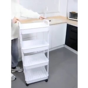 NINI 3/4 Tier Rolling Storage Rack Multi Layer Shelving Unit Mobile Organizer Cart for Home Kitchen Bathroom Bedroom Bookcase Shelf Space Saving