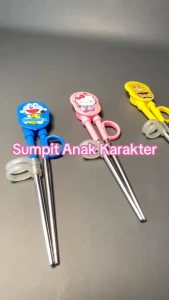 Sumpit Anak Karakter Lucu Food Grade Stainless Steel Training Chopstick Belajar Makan |SourceProject