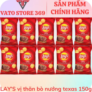 Bánh snack khoai tây LAYS vị thăn bò nướng texas gói 150g
