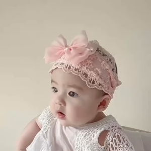 [ MẪU MỚI ] Băng Đô Che Thóp Ren Tiểu Thư Nơ Hồng Xinh Cho Bé Gái