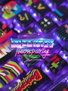 PIIFOX Key Cap Piifox Neon Party Theme Transparent Key Cap Sublimation PBT Double-Layer Milk Custard Key Cap ASA Height 138 Keys