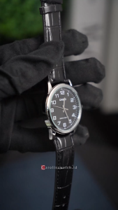Jam Tangan Pria Casio MTP-V001L-1B Black Dial Black Leather Strap