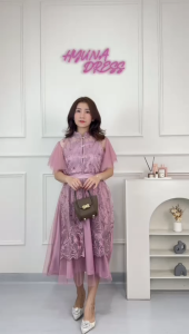 Navira - Hyuna Dress - Dress Pesta Wanita - Dress Kondangan - Dress Natal - Dress Tile Bordir