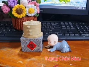Bộ Trang Trí Nội Thất Cổ Điển Chú Tiếu Áo Xanh Và Hấp Bánh Bao Đá Cao Cấp