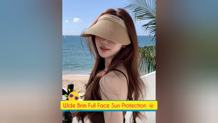 [Unisex]Japan Style Fashion Raffia Straw Sun Visor Hat Wide Brim