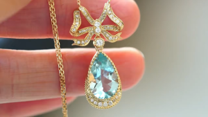 Montagne Jewelry customization 18k Gold necklace Diamond Inset Fine Jewellery Natural 3 Carat Aquamarine Pendant Necklace