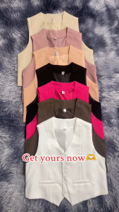 Hello Moderne Waist Coat Vest Blazer S-L Chic Tweed Korean Women Thick Fabric Button Down Top Fashion Women 8072