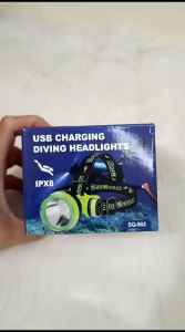 Senter Kepala LED Selam Diving Headlight USB Charging LONGDA SQ 902 Cahaya Putih Waterproof Tahan Air Super Terang