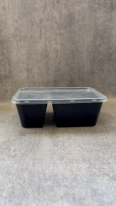 Thinwall Suapi 700ml Hitam Sekat 2 / Kotak Makan / Food Container isi 25 Pcs