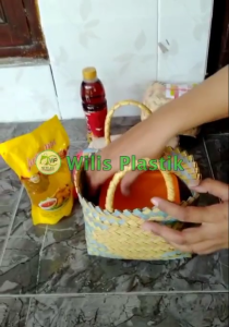 Tas Anyaman Plastik Hampers Tas Souvenir Keranjang Jinjing Tas Parcel Ukuran Mini (XS) untuk Hantaran