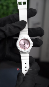 Jam Tangan Wanita Casio General LRW-200H-4E3 Quartz Watch Pink Dial White Resin Band