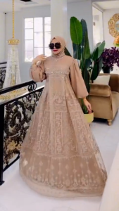BEST SELLER Delvira Dress Muslim Pesta Wanita Terbaru 2024 Gamis Kondangan Wanita Gamis Brukat
