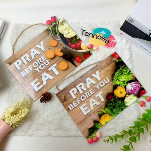 TENNESY HIASAN DINDING GANTUNGAN TALI SIGN PRAY 30x20CM BEFORE EAT 30x20CM CM DEKORASI DAPUR