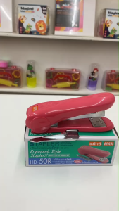 เครื่องเย็บกระดาษ แม๊กซ์ MAX HD-50R แม็คเย็บ มีที่ถอนด้านข้าง สี ฟ้าชมพูเทา (ราคา/เครื่อง) | เคแคมปัส เครื่องเขียน