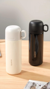 ecentio 304 cangkir termos Kartun stainless steel 500ml bubuk silika gel/hijau+sabuk isolasi kartun merah