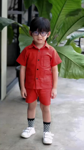Setelan Kemeja Celana Pendek Premium Anak Laki-laki 1-4 Tahun