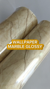 Wallpaper Dinding Marmer Granit Glossy Tebal 3mm Roll L60cm x P3m Kamar Mandi Dekorasi Backdrop TV