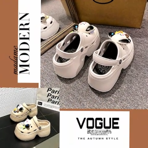 Psion พร้อมส่ง ทั่วไทย รองเท้าหัวโต สำหรับผู้หญิง แบบสวมมีสายรัดส้น พื้นหนาถึง 7 ซม. เอาจริง รุ่นนี้โคตรสวย ลงตัวไปด้วยของตกแต่งสุดน่ารัก แถมให้ฟรี ไม่มีบวกเพิ่ม สั่งเลยยย