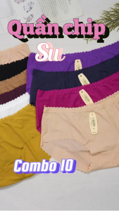 Combo 10 quần lót nữ su không lộ viền mềm mát co giãn Quần lót su kẻ sọc Tăm mềm mại 45-60kg